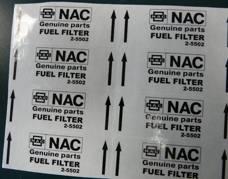 Этикетки для маркировки элементов автомобиля